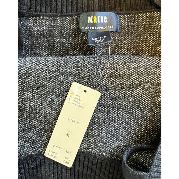 Anthropologie Maeve NWT Black Motif Knit Tank Sweater Size Medium - Picture 4 of 4